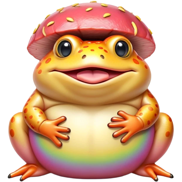 fat round rainbow toad with spam meat emoji