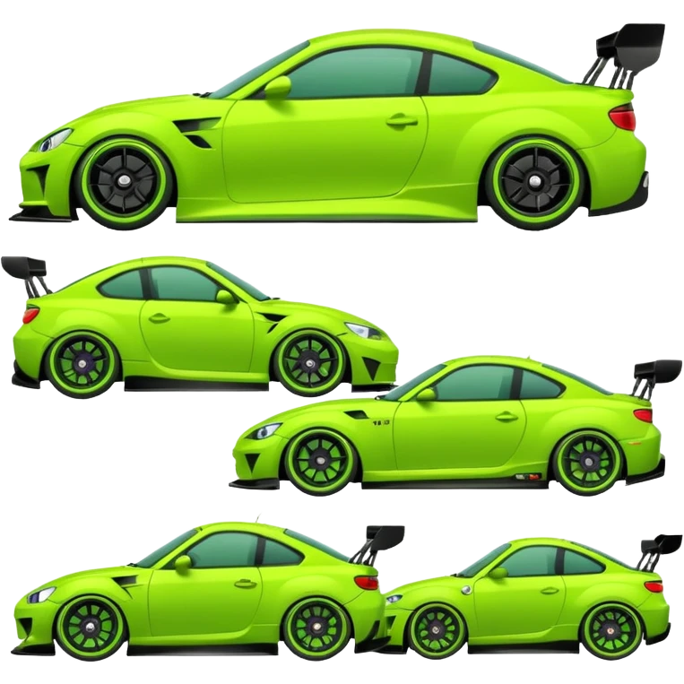 Emoji pack for R2 motorsport company, drift builds, motorsport parts, lime theme, just text on image emoji
