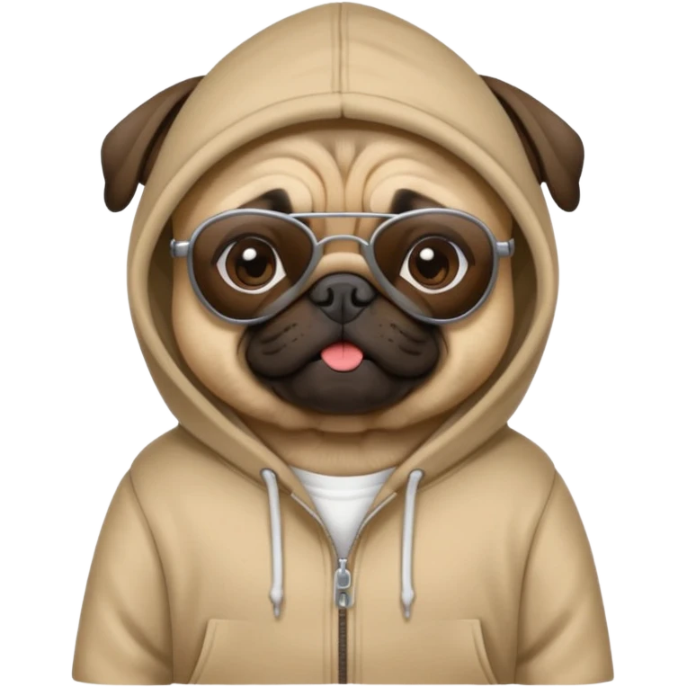Pug with hoodie and sunglasses  emoji