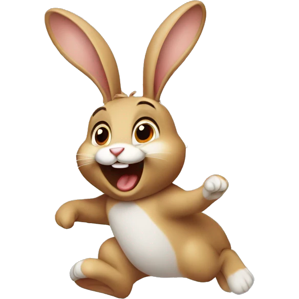 Cute rabbit being so happy and jumping emoji
