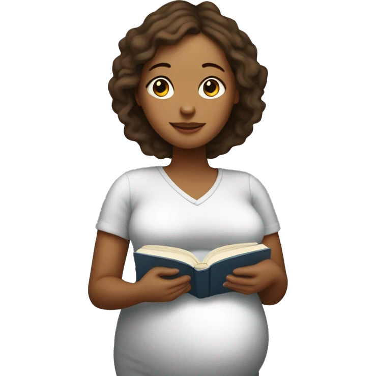 white pregnant woman with a book emoji