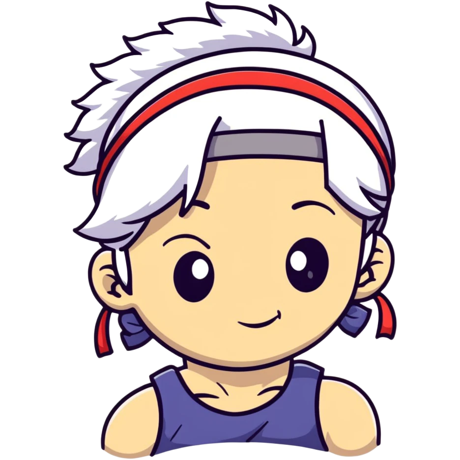 Tengen Uzui with a smirk, Sound Hashira from Demon Slayer, white hair, headband, muscular emoji