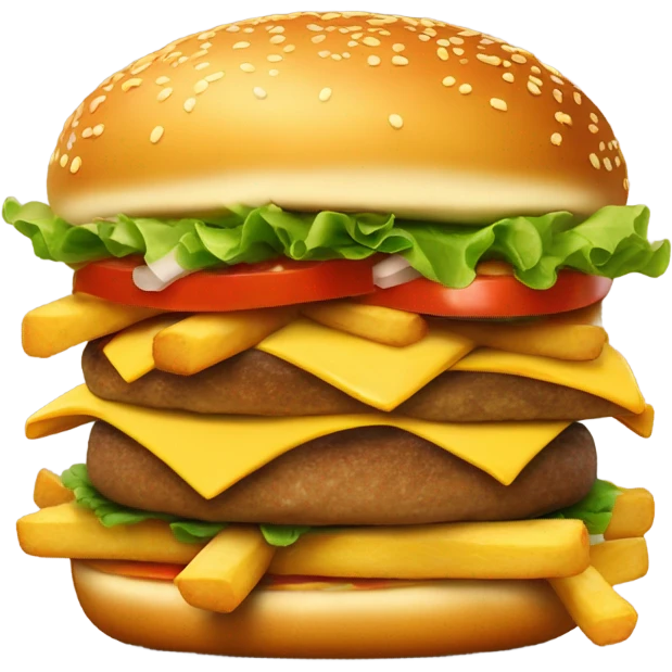 1950s Cheeseburger, French fries, and a coke emoji