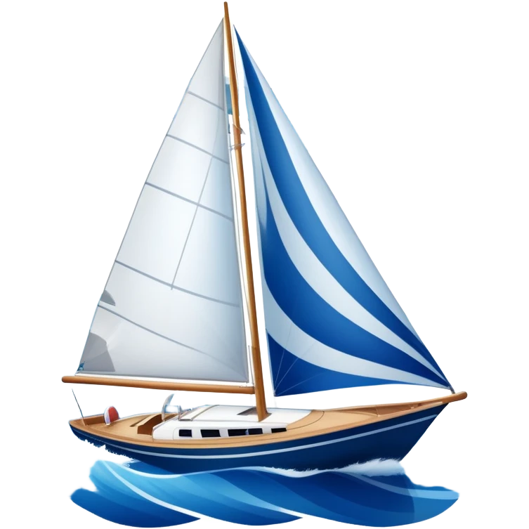 An icon featuring a sleek sailboat with billowing sails cutting through the waves. The design includes the boat's mast, a wind-filled sail, and water splashes, symbolizing the thrill and skill of sailing. Transparent background highlights the elegance and power of wind-driven sports. emoji
