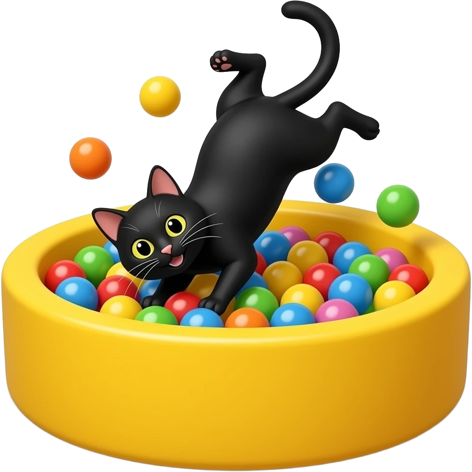black cat in a ball pit emoji