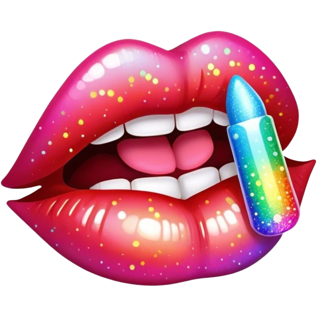 rainbow sparkle lips emoji