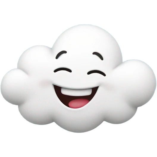 dancing white cloud emoji. cheerful. isolated cutout. emoji