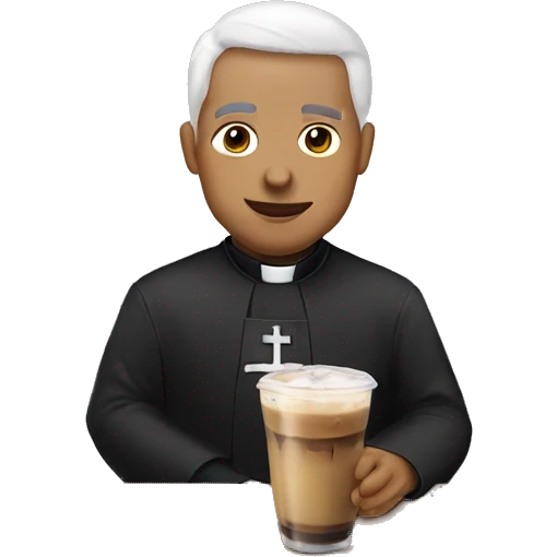 Priest drinking iced coffee emoji