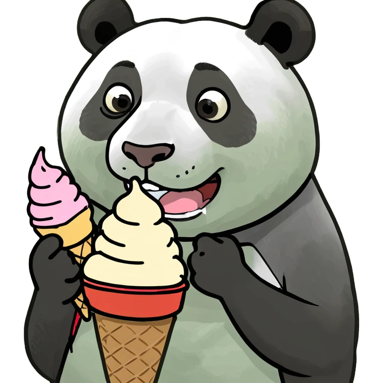 Panda eating ice cream emoji