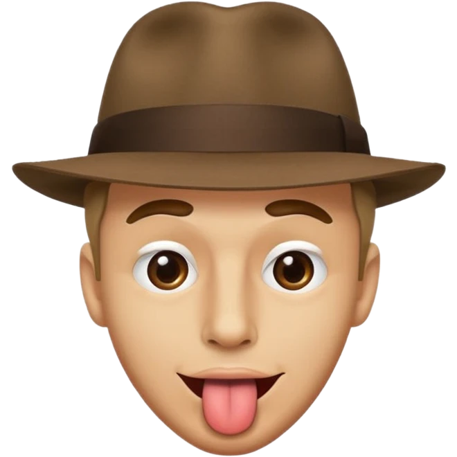 Man wearing fedora with an eyebrow raised and tongue out  emoji