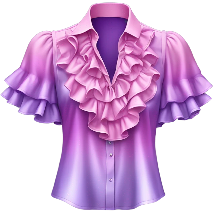 Realistic isolated  view of metallic pink color and pastel purple ombre  ruffle blouse.  emoji