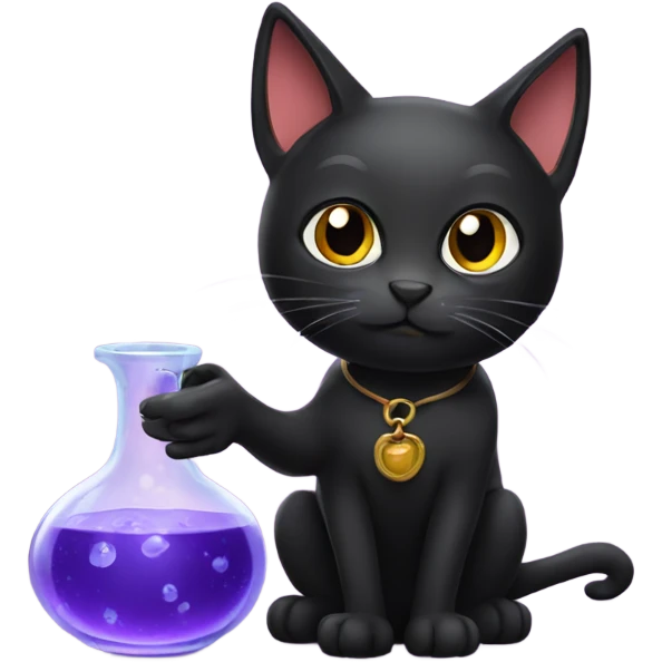 Black cat making a potion emoji