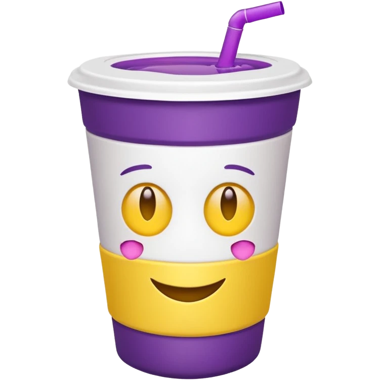 White styro with purple juice inside visible from the top only. Add a stoned yellow emoji face  emoji