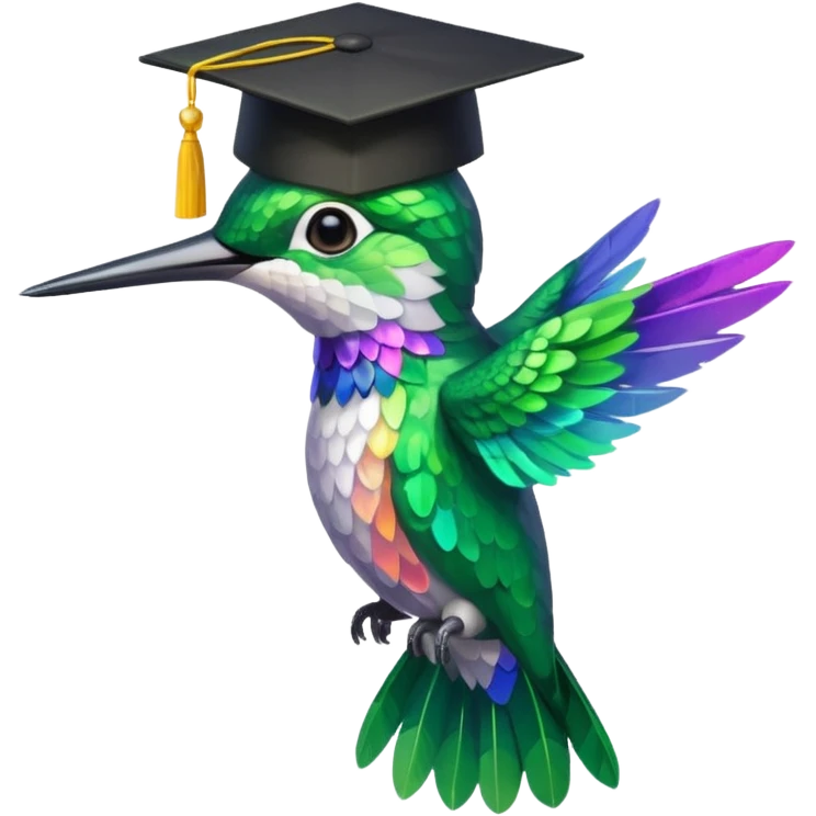 Un colibri con birrete de graduación  emoji