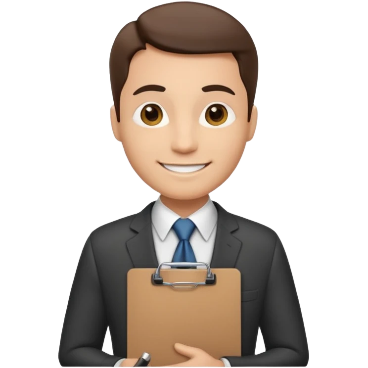 Manager + clipboard + tie, Cafe staff. emoji