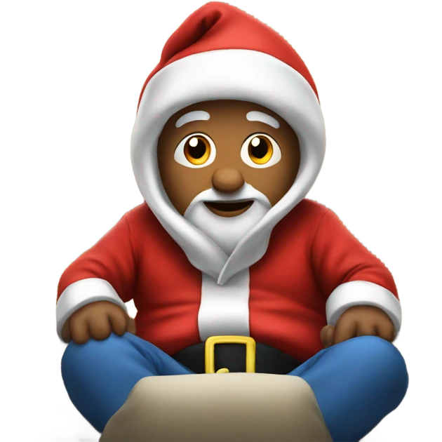 Santa wearing a hoodie whilst watching a telly emoji