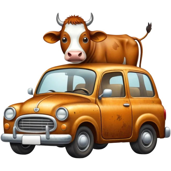 Cow eating a car emoji
