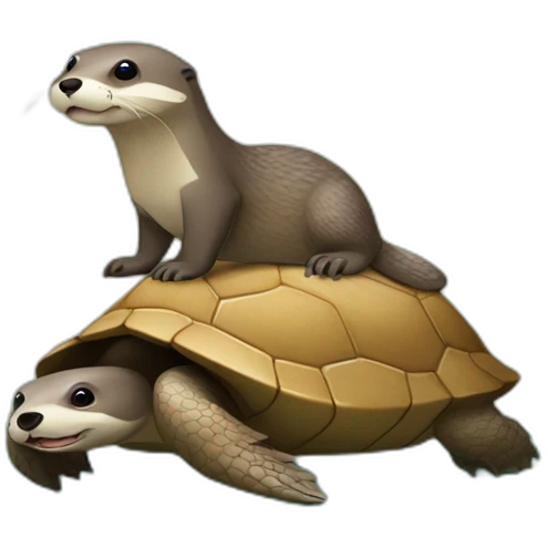 Loutre sur une tortue emoji