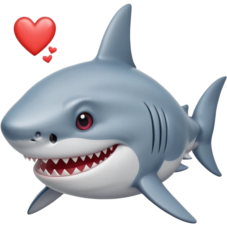 одна акула улыбается и заместь ее глаз сердечьа на ее галаха не глаза а сердечко! и акула как бы. смотрит на меня emoji