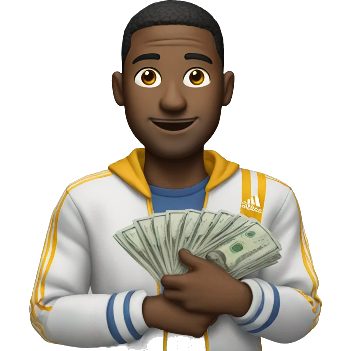 A man dressed with adidas clothes holding money  emoji