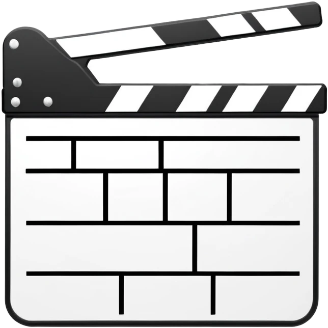 minimalist clapperboard outline, thin black lines only, no fill, just frame and diagonal line emoji