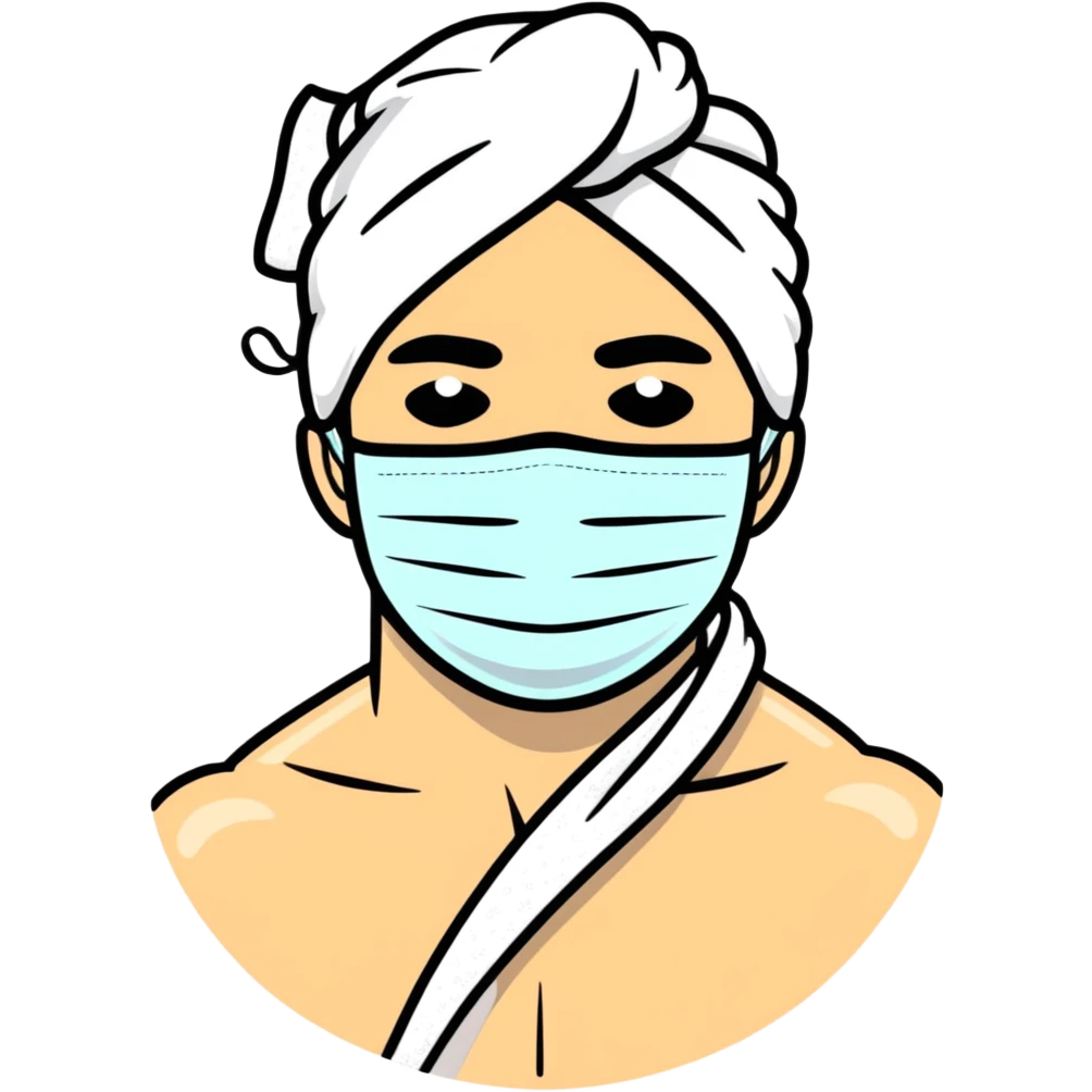 white man with a facial mask and towel at a spa emoji