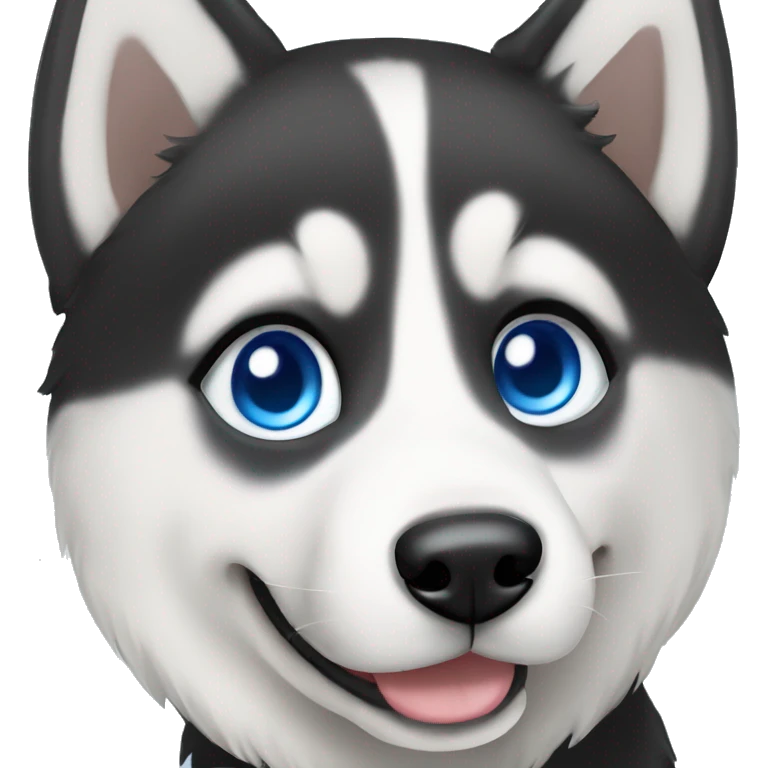 Black and white Siberian husky with blue eyes emoji