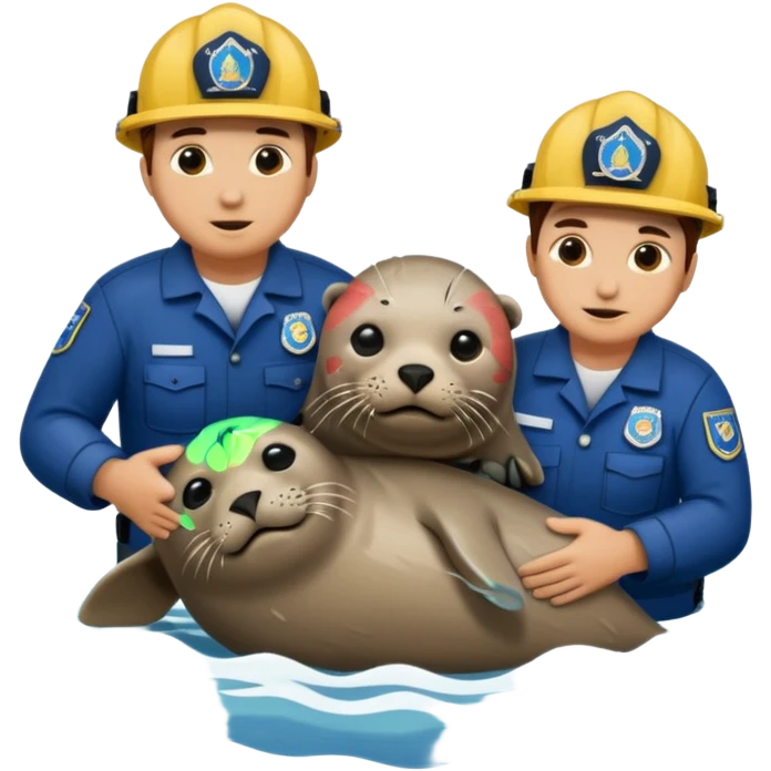 National Oceanic and Atmospheric Administration rescue workers rescue a seal multiple workers emoji