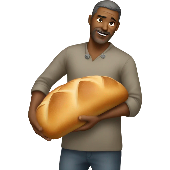 Man hogging a bread emoji