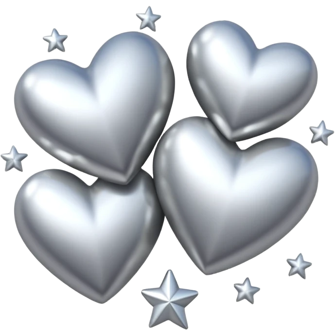 Silver hearts and stars emoji