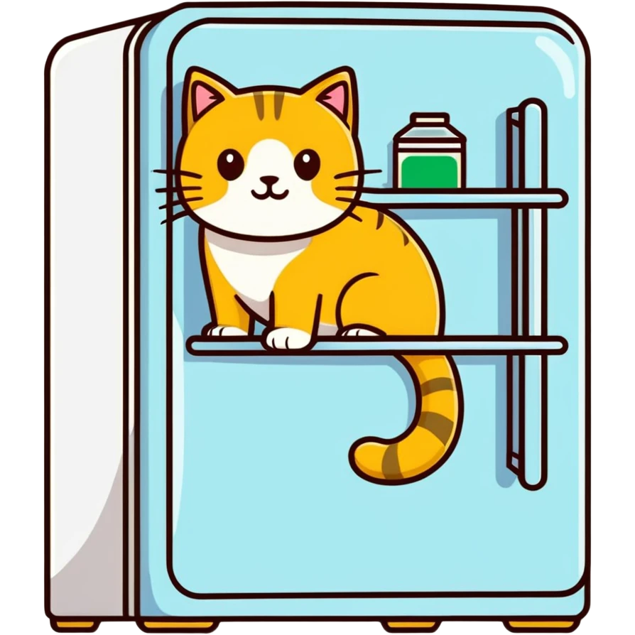 Golden cat in a refrigerator emoji