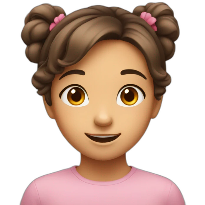 cute girl's face, expressive eyes, and a charming smile, hinting at a gentle voice. emoji