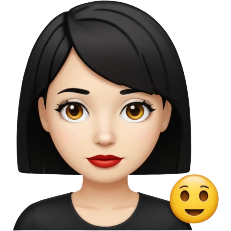 30-year-old Puerto Rican woman with white skin, black short bob hairstyle, emoji style emoji