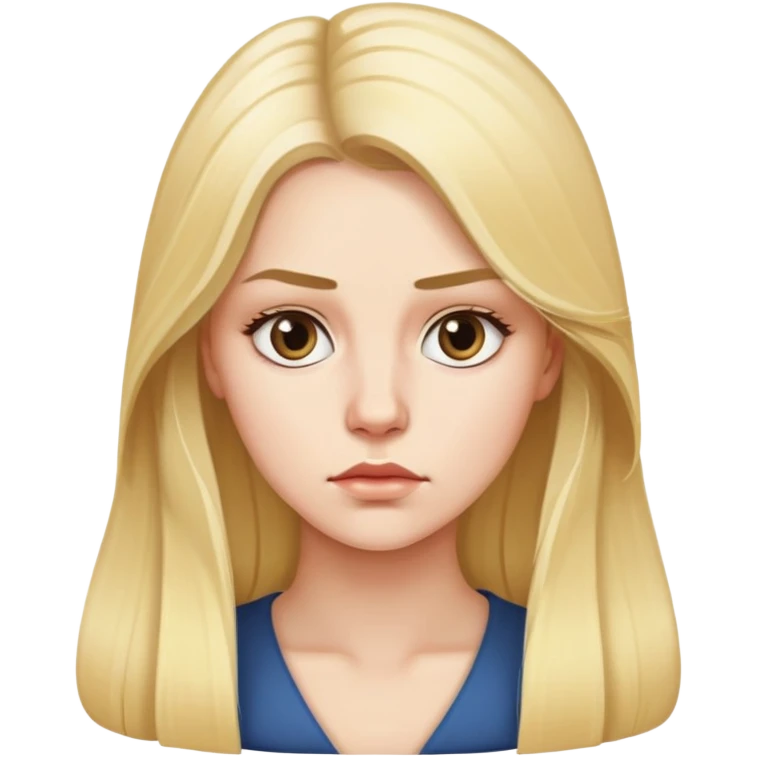 "- Nữ
- 25 tuổi
- Da trắng
- Tóc vàng dài
- Mặt nghiêm túc emoji