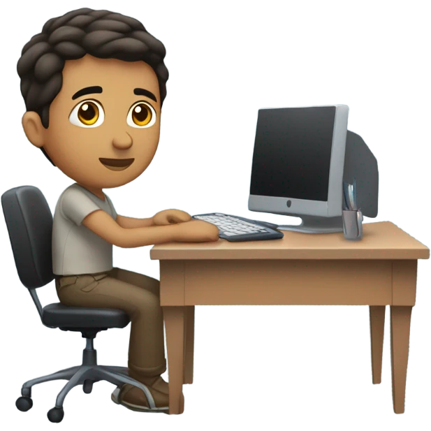 Working at my desk remotely from home Hispanic male very short hair emoji