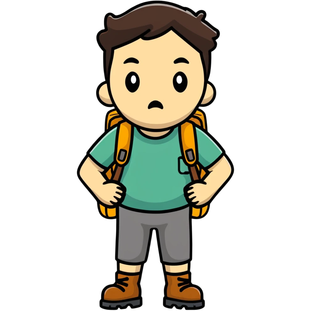 lost hiker with confused expression emoji