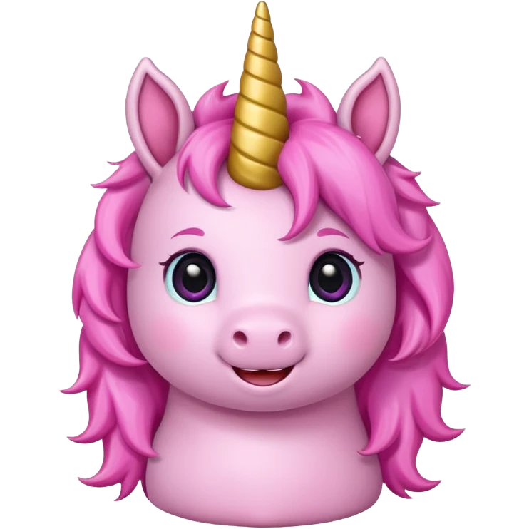 Cute happy Cartoon style pink baby unicorn 
 emoji