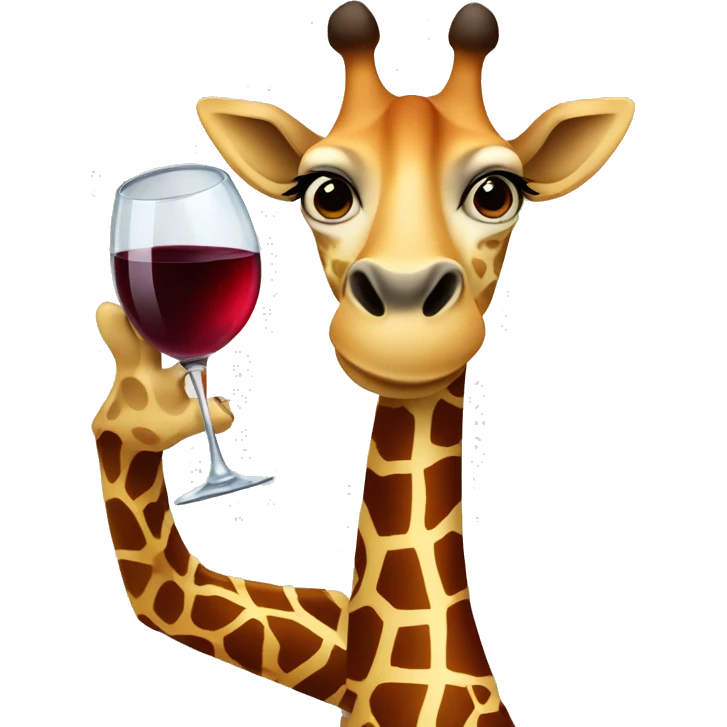 French giraffe holding red wineglass emoji