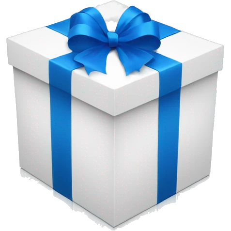 present - round shape white box and blue ribbon emoji