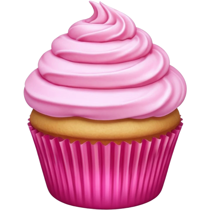 super realistic vanilla cupcake with hot pink frosting emoji