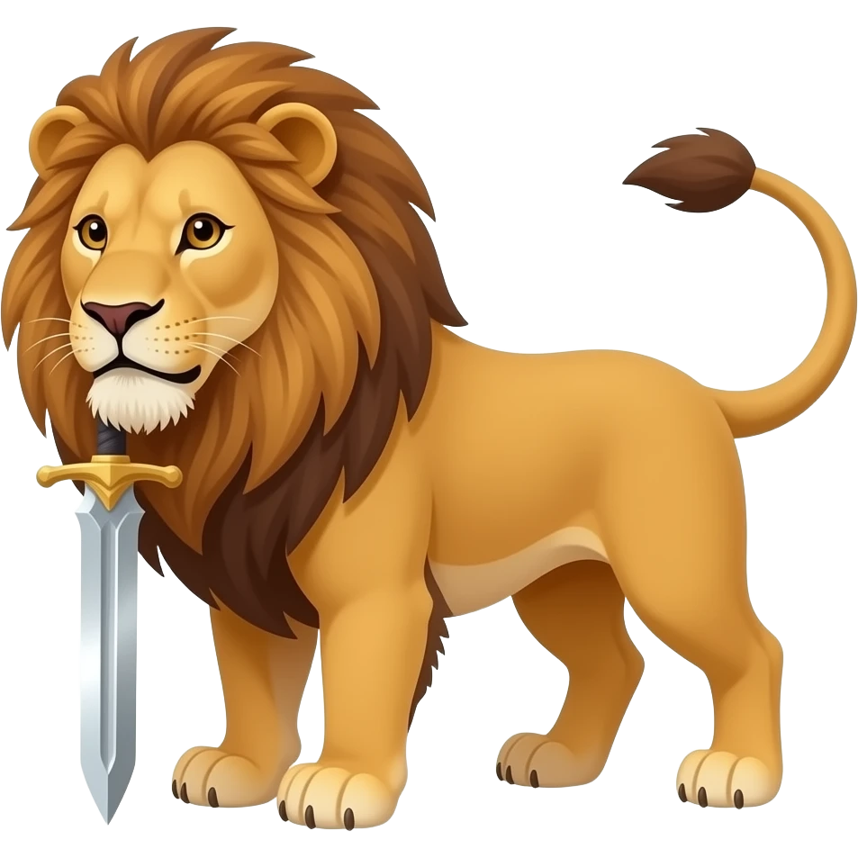 Elinde kılıç olan aslan emoji
