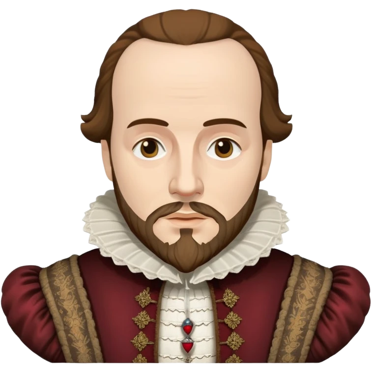 Shakespeare bust with Elizabethan era clothing emoji