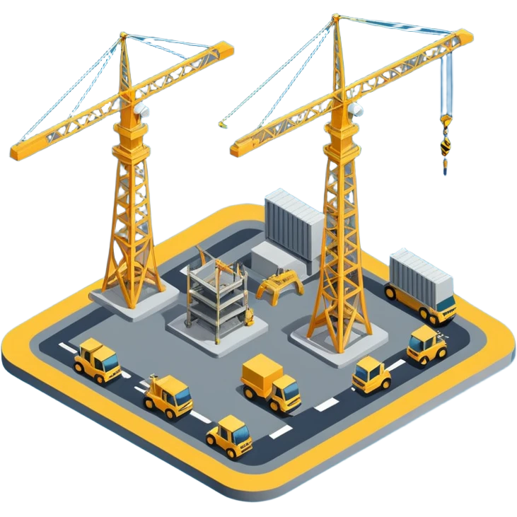 isometric construction site of airport emoji