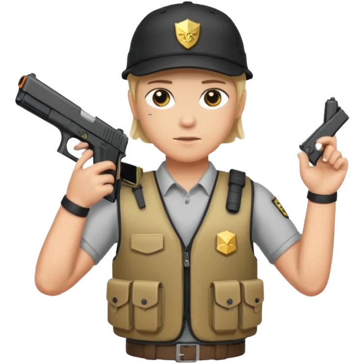 Fantasma con Glock en la mano izquierda, con gorra y un chaleco antibalas  emoji