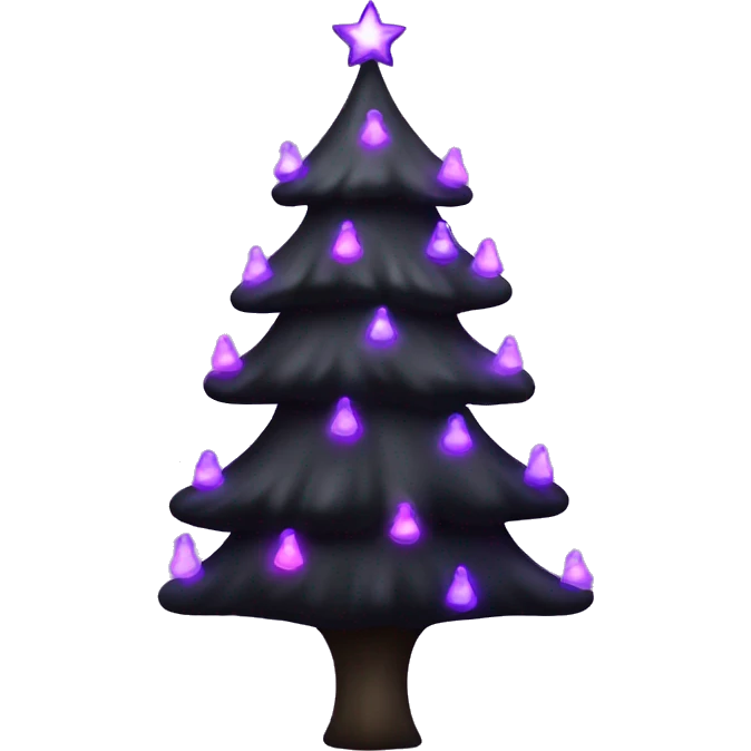Black Christmas tree with purple lights emoji