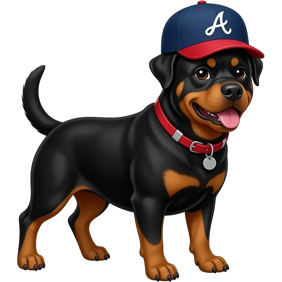 Rottweiler  with Atlanta braves hat emoji