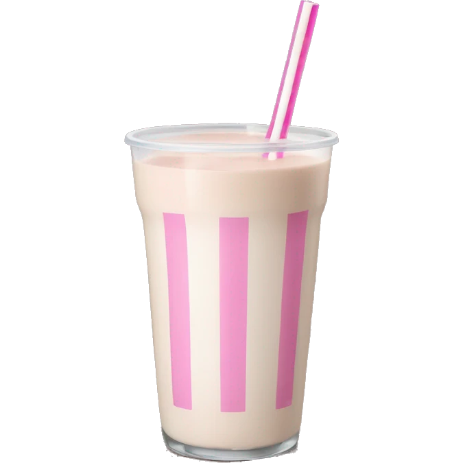 Chocolate milk with a pink and white striped straw  emoji