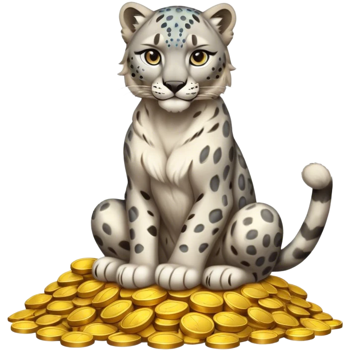 muscular snow leopard symbol of Kazakhstan sitting on pile of gold emoji