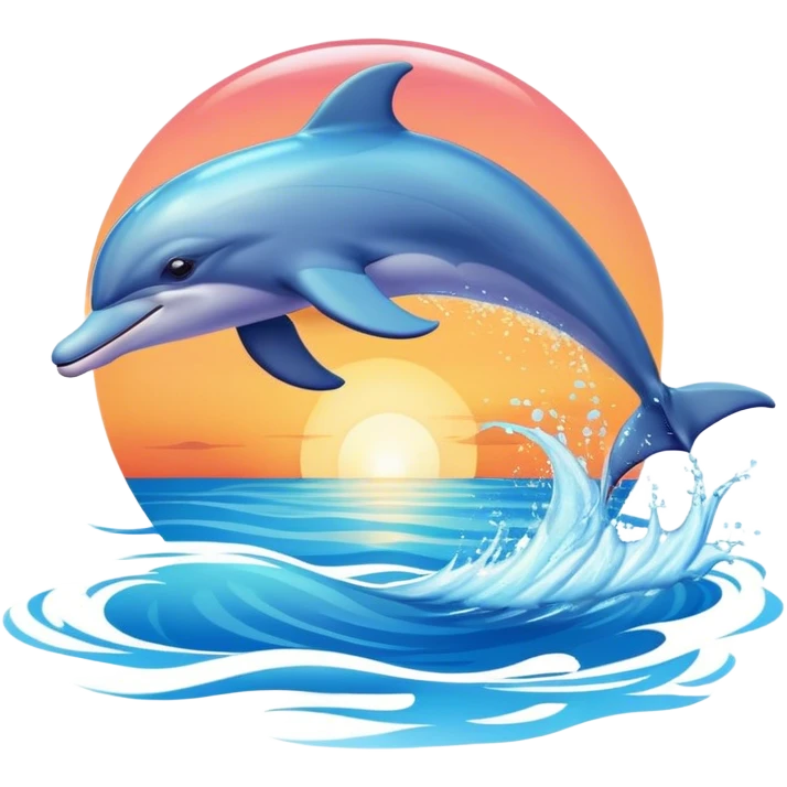 Dolphin jumping out of the water at sunset  emoji
