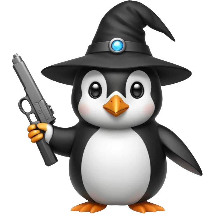 A penguin wizard holding a glock emoji